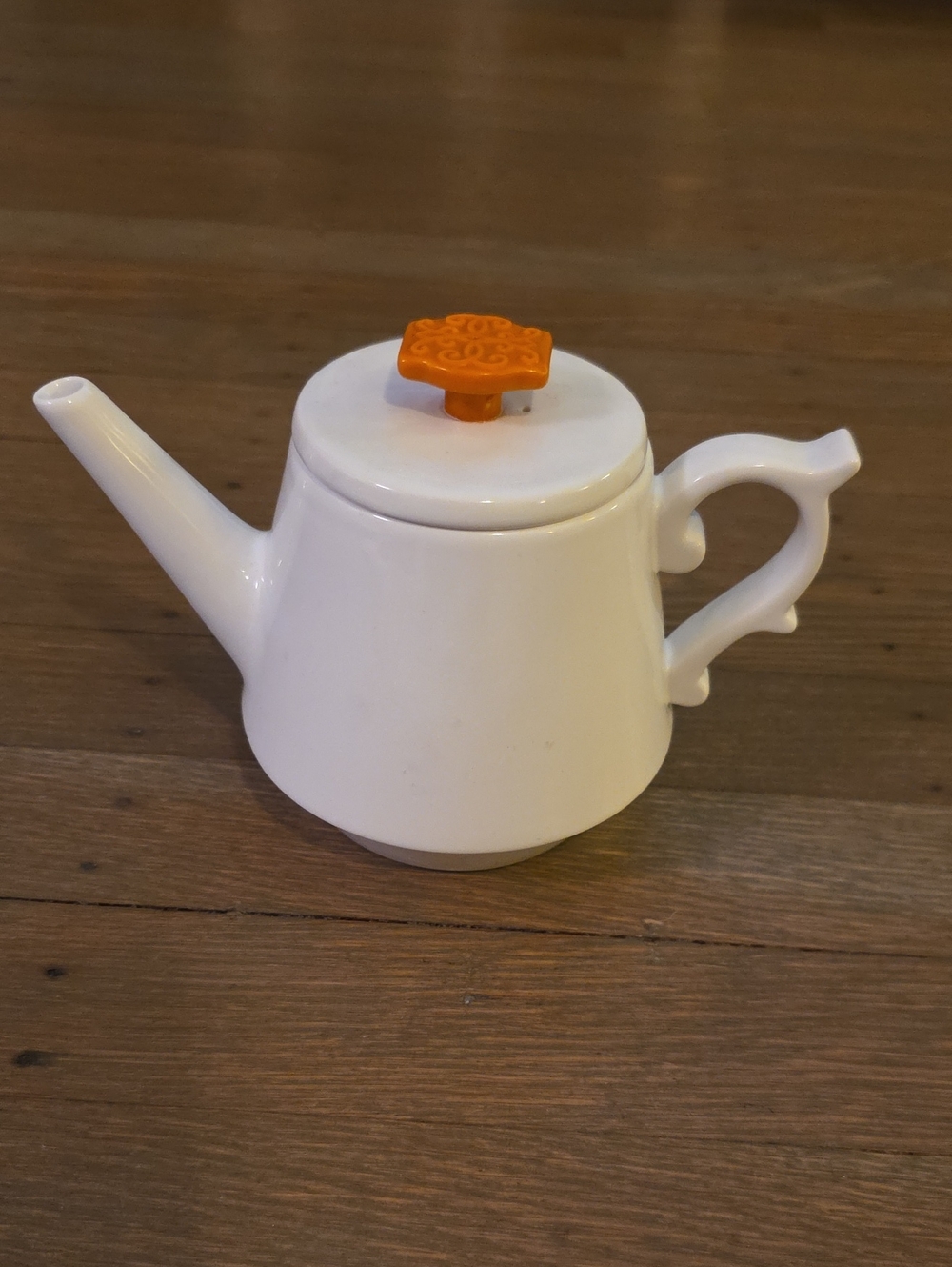 TAZO White Ceramic Teapot with Orange Lid Knob 14oz